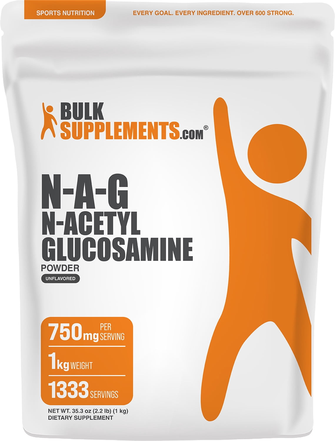 BulkSupplements N-Acetyl D-Glucosamine (NAG) Powder - 1 Kilogram (2.2 lbs)