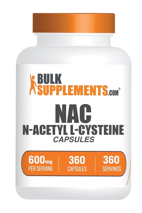 BulkSupplements N-Acetyl L-Cysteine (NAC) Capsules, 600mg Per Serving (360 Capsules - 360 Servings)