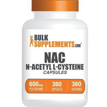 BulkSupplements N-Acetyl L-Cysteine (NAC) Capsules, 600mg Per Serving (360 Capsules - 360 Servings)