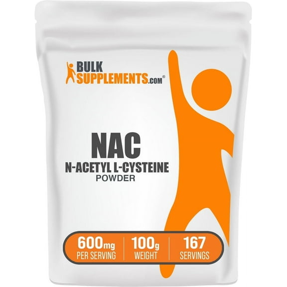 BulkSupplements N-Acetyl L-Cysteine (NAC) Powder, 600mg Per Serving - 100 Grams (3.5 oz) - 167 Servings