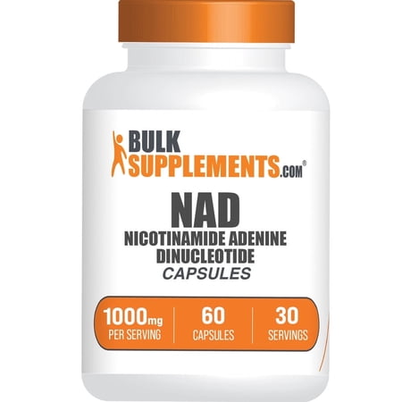 BulkSupplements NAD Capsules - Nicotinamide Adenine Dinucleotide - 1000mg Per Serving (60 Capsules - 30 Servings)