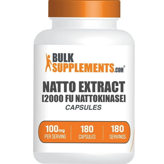 BulkSupplements Nattokinase 2000 FU Capsules, Nattokinase Supplement, 100mg, 180 Capsules
