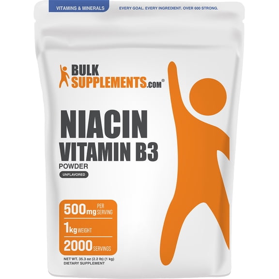 BulkSupplements Niacin Powder - B Vitamin Supplement, Niacin with Flush, 1kg (2.2 lbs)