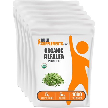 BulkSupplements Organic Alfalfa Grass Powder - 5g per Serving - 5 Kilograms (11 lbs) - 1000 Servings
