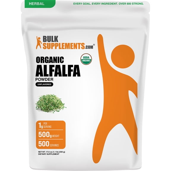 BulkSupplements Organic Alfalfa Grass Powder - 500 Grams (1.1 lbs)