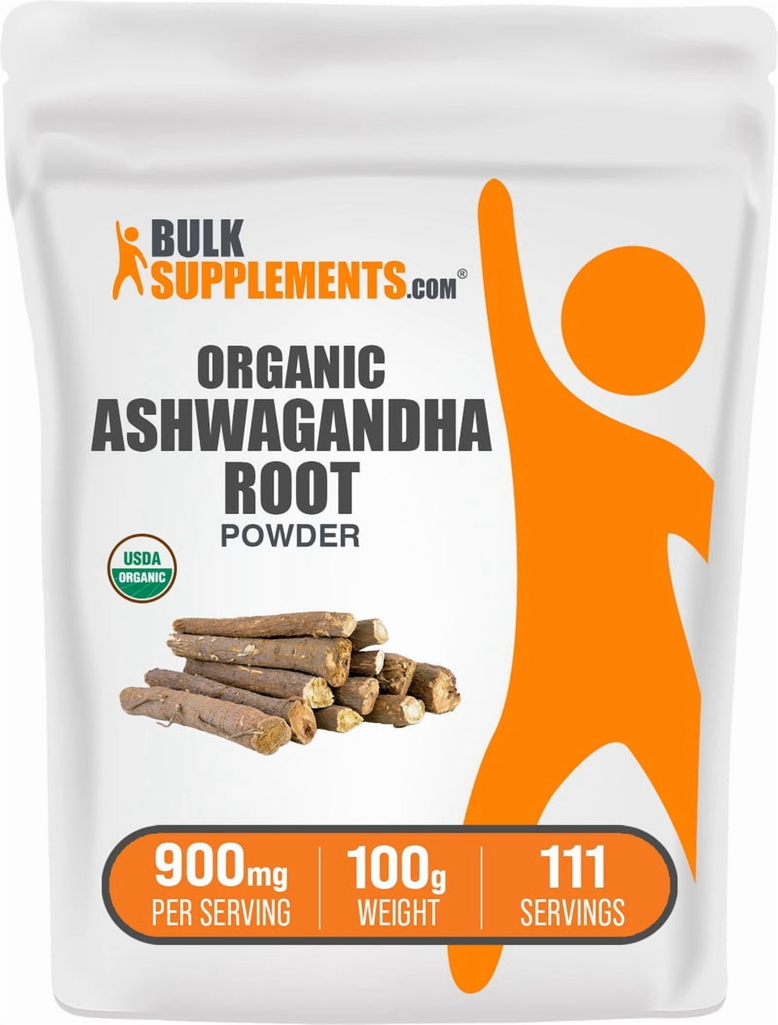 BulkSupplements Organic Ashwagandha Powder - 2g per Serving - 100 Grams (3.5 oz) - 50 Servings