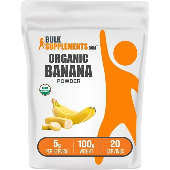 BulkSupplements Organic Banana Powder, 100g (0.22 lbs), 20 Servings