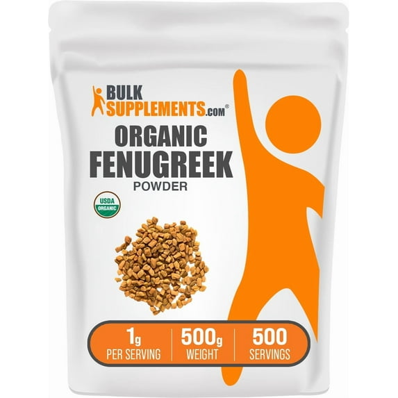 BulkSupplements Organic Fenugreek Powder - 1g per Serving - 500 Grams (1.1 lbs) - 500 Servings