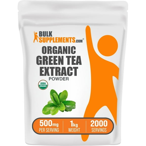 BulkSupplements Organic Green Tea Extract Powder - 500mg per Serving - 1 Kilogram (2.2 lbs) - 2000 Servings