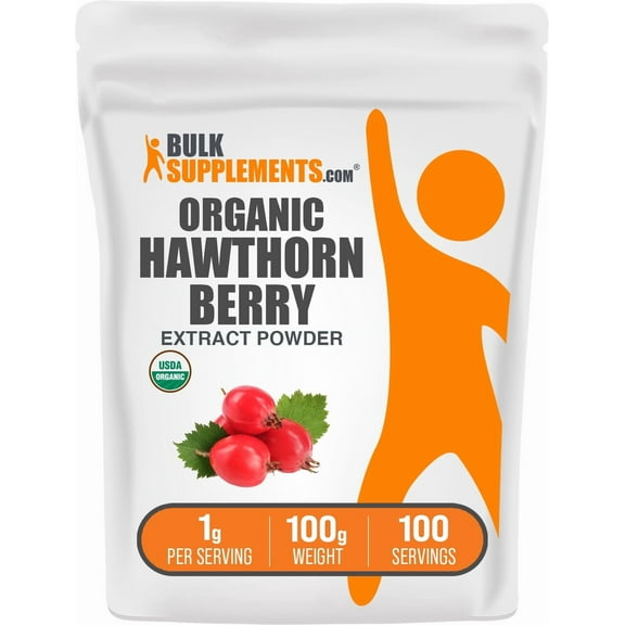 BulkSupplements Organic Hawthorn Berry Extract Powder - 1g per Serving - 100 Grams (3.5 oz) - 100 Servings