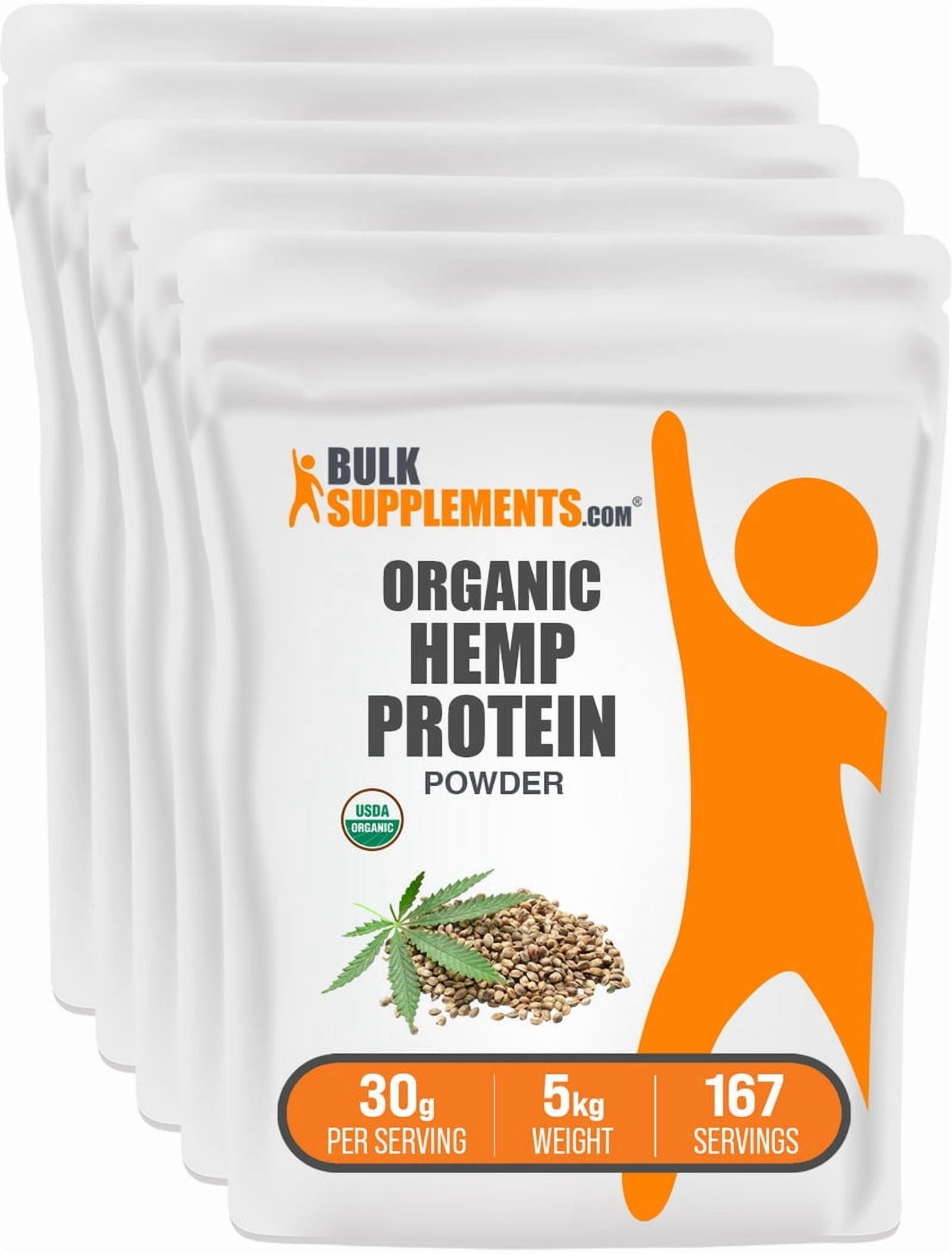 BulkSupplements Organic Hemp Seed Protein Powder - 30g per Serving - 5 Kilograms (11 lbs) - 167 Servings