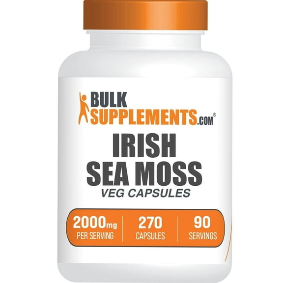 BulkSupplements Irish Sea Moss Capsules - Sea Moss Supplement, Irish Sea Moss, Sea Moss - Gluten Free, 3 Capsules per Serving, 270 Capsules