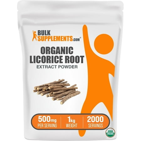 BulkSupplements Organic Licorice Root Extract Powder - 500mg per Serving - 1 Kilogram (2.2 lbs) - 2000 Servings