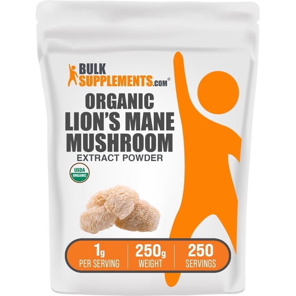 BulkSupplements Organic Lion's Mane Mushroom Extract Powder, 250g (8.8 oz)