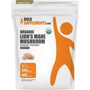 BulkSupplements Organic Lion's Mane Mushroom Extract Powder - Lions Mane Supplement, Vegan & Mushroom Supplement, 500g (1.1 lbs)
