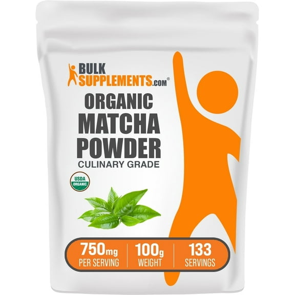 BulkSupplements Organic Matcha Powder - 750mg per Serving - 100 Grams (3.5 oz) - 133 Servings