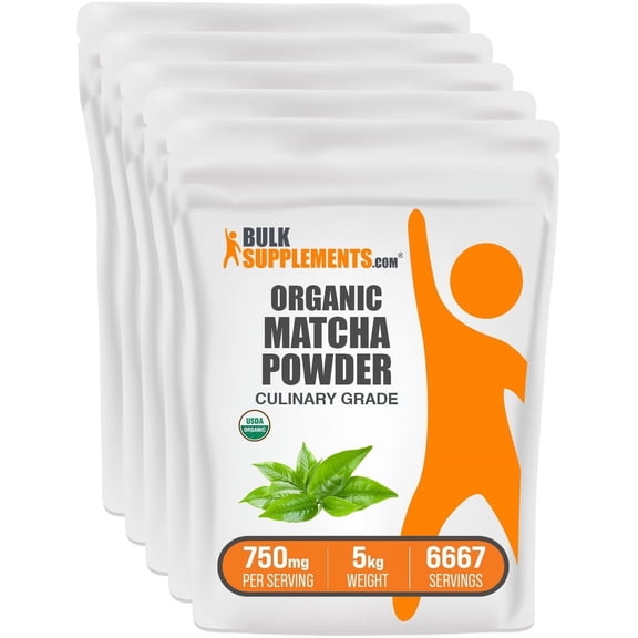 BulkSupplements Organic Matcha Powder - 750mg per Serving - 5 Kilograms (11 lbs) - 6667 Servings