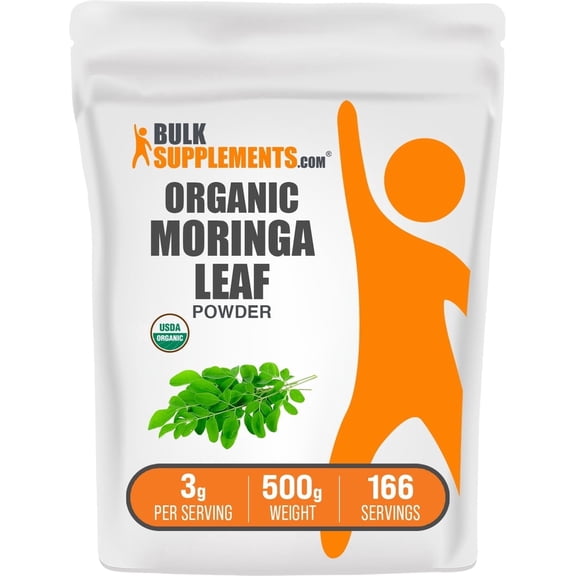 BulkSupplements Organic Moringa Leaf Powder - 3g per Serving- 500 Grams (1.1 lbs)