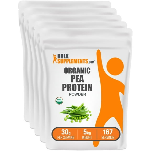 BulkSupplements Organic Pea Protein Powder - Vegan Protein Supplement, Unflavored - 30g per Serving, 5kg (11 lbs)