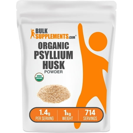 BulkSupplements Organic Psyllium Husk Powder - 1.4g per Serving - 1 Kilogram (2.2 lbs) - 714 Servings