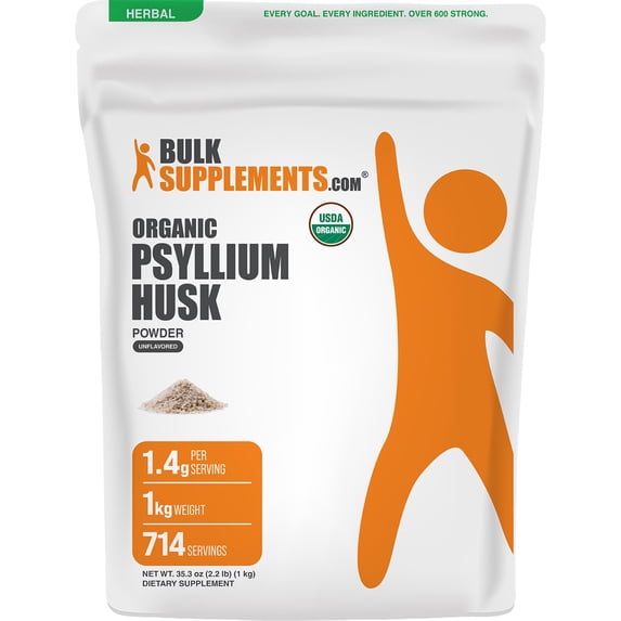 BulkSupplements Organic Psyllium Husk Powder - 1 Kilogram (2.2 lbs)