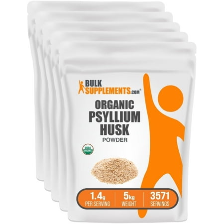 BulkSupplements Organic Psyllium Husk Powder - 1.4g per Serving - 5 Kilograms (11 lbs) - 3571 Servings