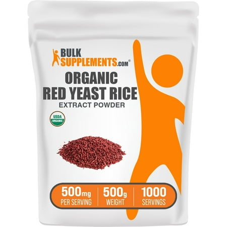 BulkSupplements Organic Red Yeast Rice Extract Powder - 500mg per Serving - 500 Grams (1.1 lbs) - 1000 Servings