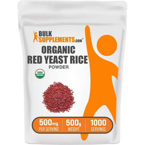 BulkSupplements Organic Red Yeast Rice Powder - 500mg per Serving - 500 Grams (1.1 lbs) - 1000 Servings