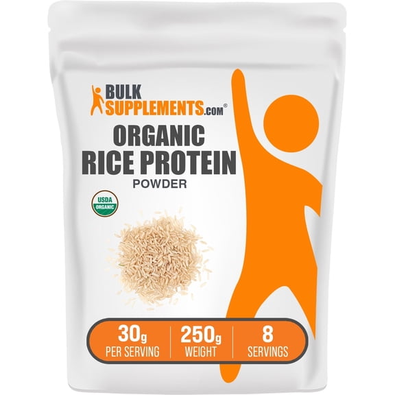 BulkSupplements Organic Rice Protein Powder - Non-Dairy Protein Supplement, Unflavored, 30g per Serving, 250g (8.8 oz)