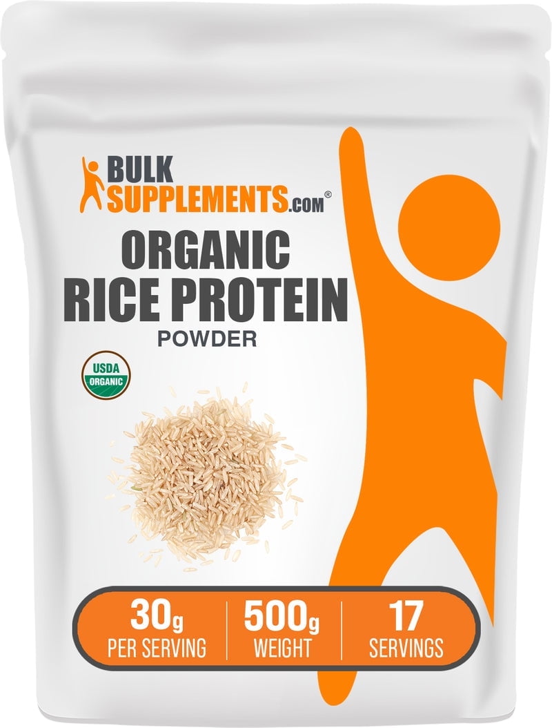 BulkSupplements Organic Rice Protein Powder - Non-Dairy Protein Supplement, Unflavored, 30g per Serving, 500g (1.1 lbs)