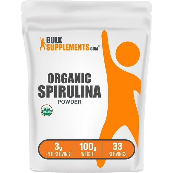 BulkSupplements Organic Spirulina Powder - 3g per Serving - 100 Grams (3.5 oz) - 33 Servings