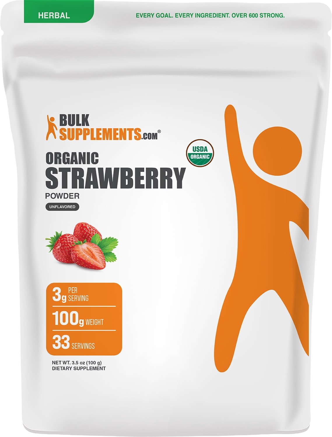 BulkSupplements Organic Strawberry Powder - 100 Grams (3.5 oz ...