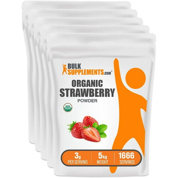 BulkSupplements Organic Strawberry Powder - 3g per Serving - 5 Kilograms (11 lbs) - 1667 Servings