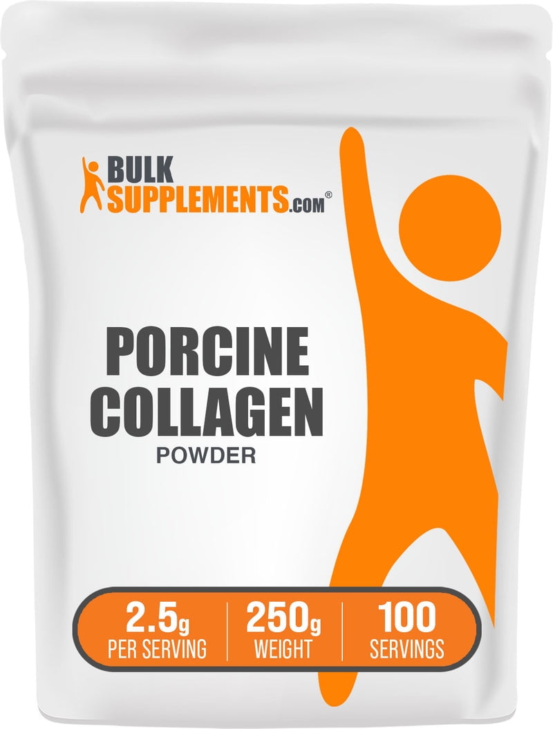 BulkSupplements Porcine Collagen Powder - Hydrolyzed, 2.5g per Serving - 250 Grams (8.8 oz) - 100 Servings