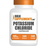 BulkSupplements* Potassium Chloride 240 Capsules - 105mg of Potassium per Serving (240 Capsules - 240 Servings)