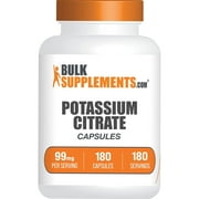 BulkSupplements Potassium Citrate Capsules - 1 Capsule per Serving (99mg of Potassium), 500 Count
