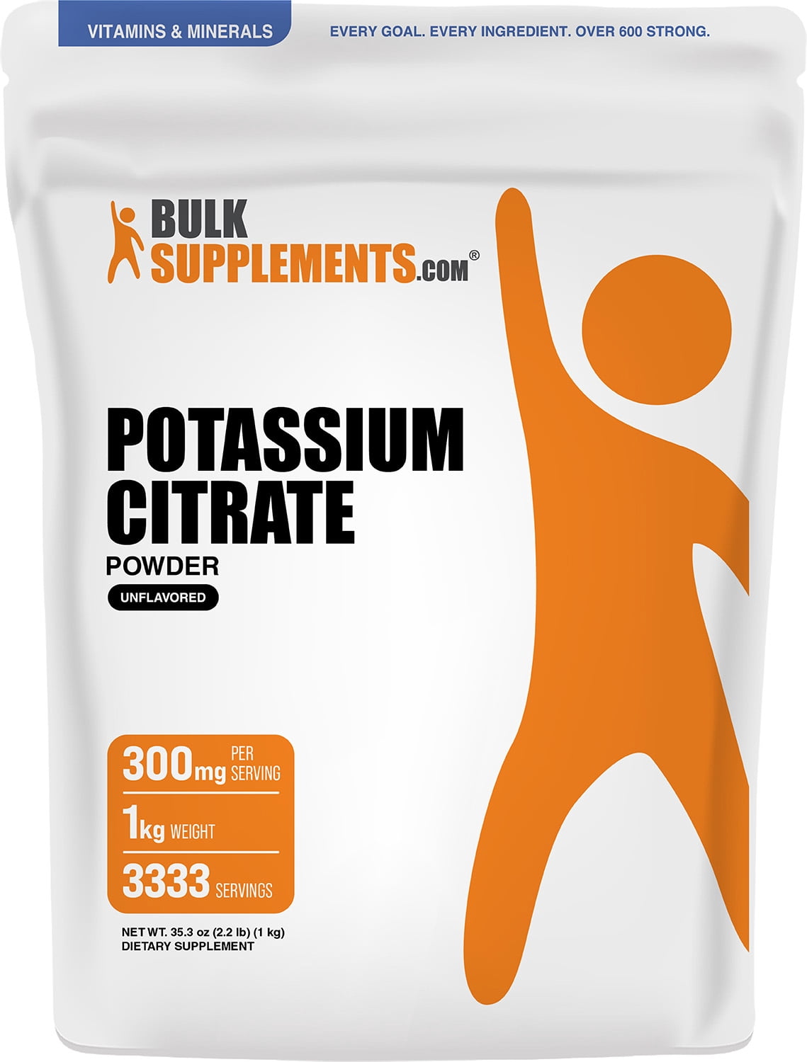BulkSupplements Potassium Citrate Powder - Gluten Free, 1kg (2.2 lbs)