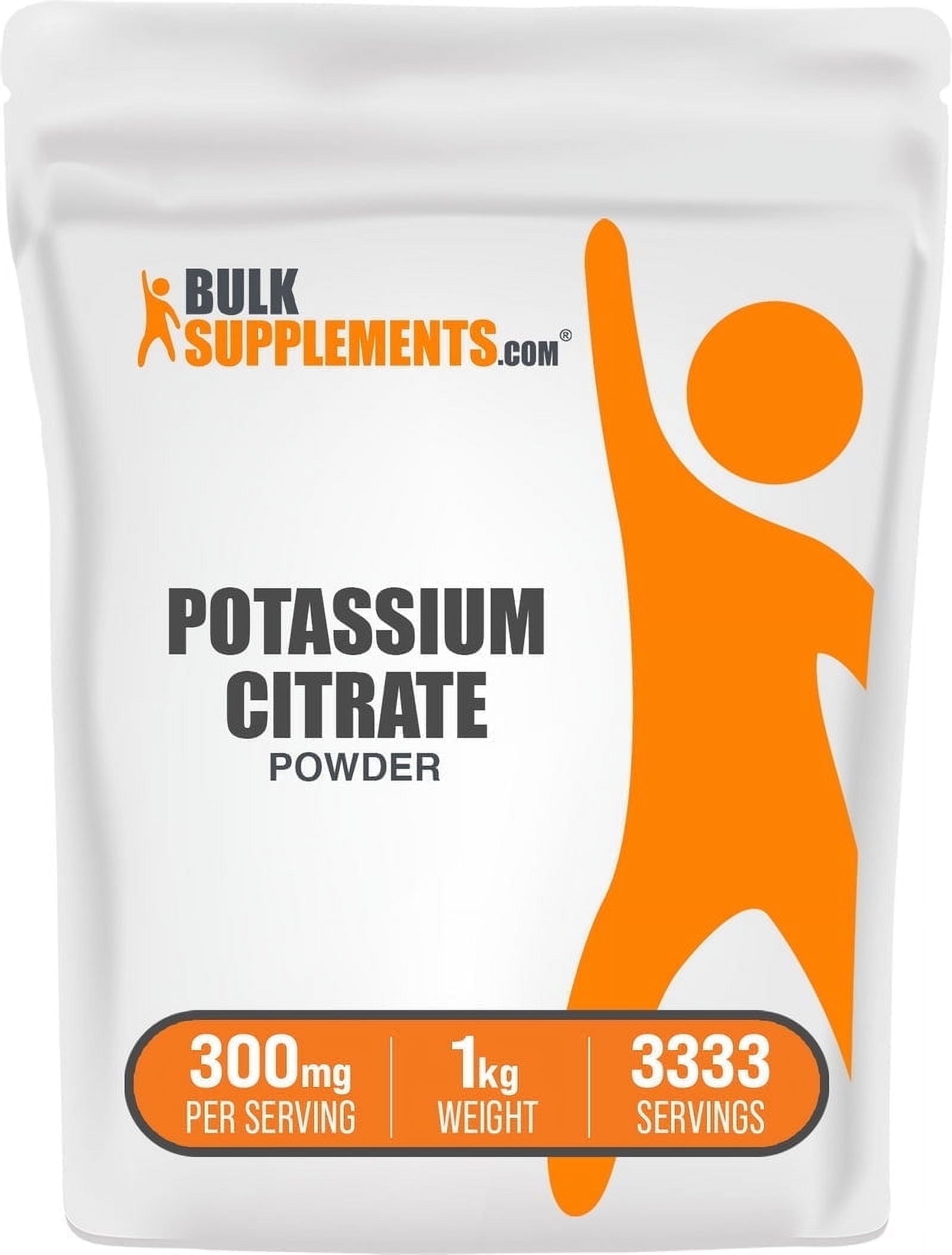 BulkSupplements Potassium Citrate Powder - Gluten Free, 300mg per Serving, 1kg (2.2 lbs)