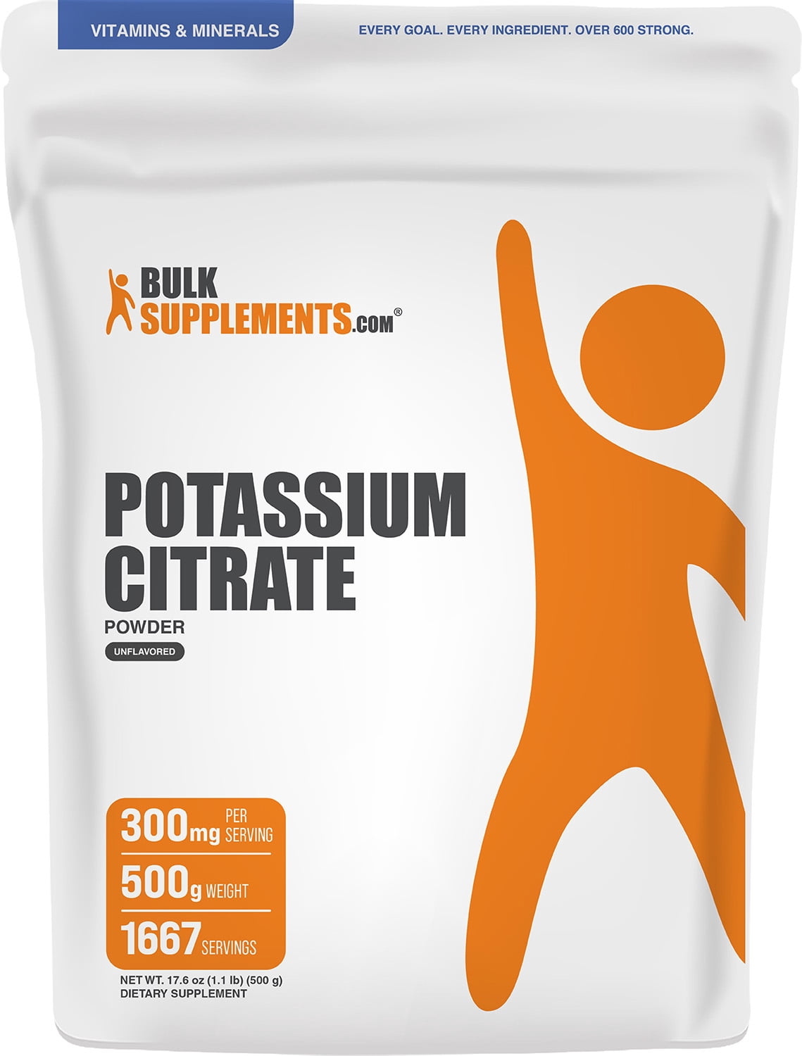 BulkSupplements Potassium Citrate Powder - Gluten Free, 500g (1.1 lbs)