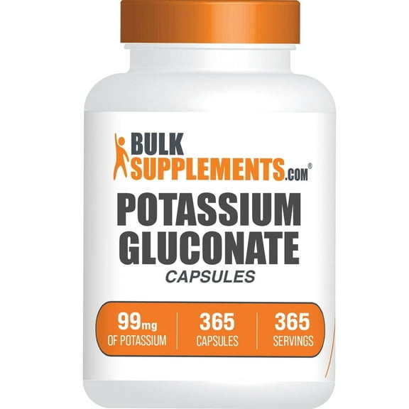 BulkSupplements Potassium Gluconate Capsules, Dietary Supplement, Muscle Support, 365 Capsules