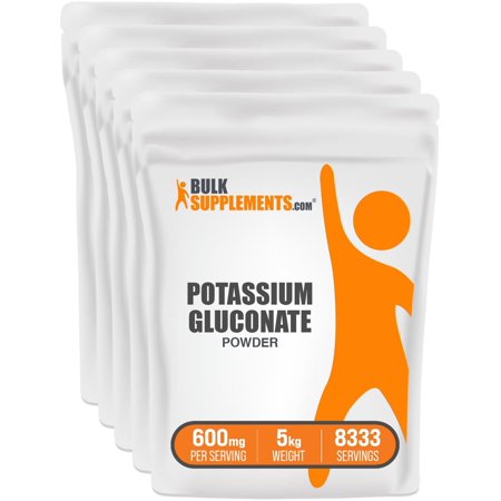 BulkSupplements Potassium Gluconate Powder - 600mg per Serving - 5 Kilograms (11 lbs) - 8333 Servings