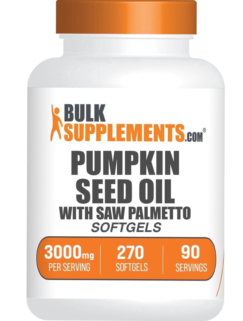 BulkSupplements Pumpkin Seed Oil with Saw Palmetto Softgels - Hair Growth Supplement, Herbal Supplement, 3 Softgels per Serving (3000mg), 270 Count