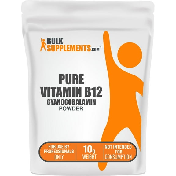 BulkSupplements Pure Vitamin B12 Powder - as Cyanocobalamin - 10 Grams (0.4 oz)