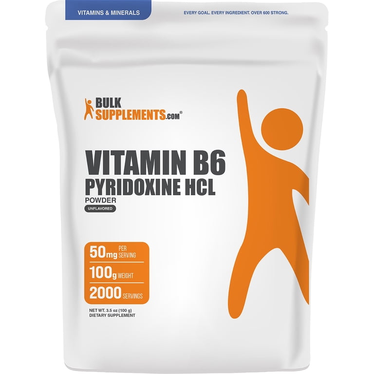BulkSupplements.com, Vitamin B6 Powder, 50mg per Serving, 100g/3.5oz