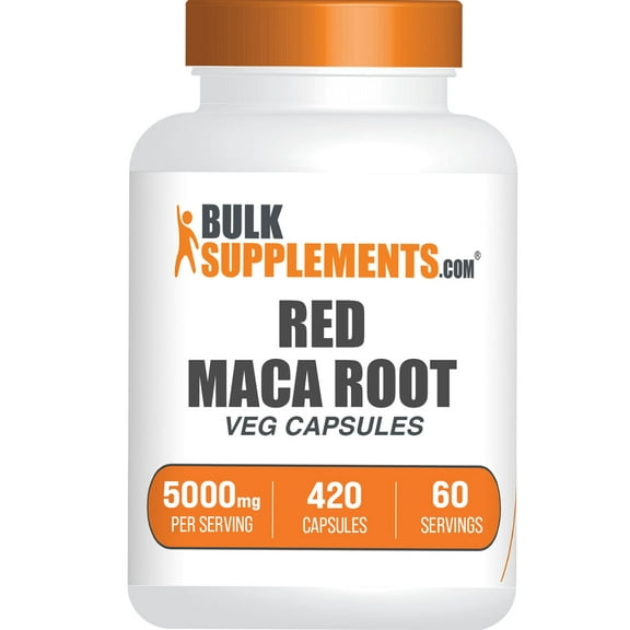 BulkSupplements Red Maca Root Capsules - Vegan, 5000mg per Serving (420 Capsules - 60 Servings)
