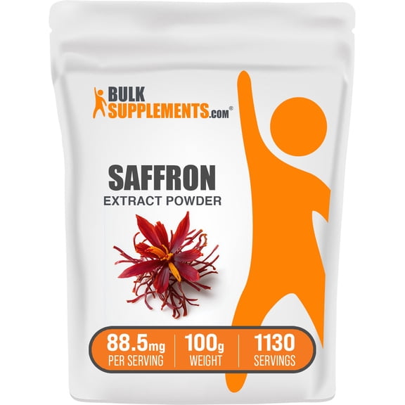 BulkSupplements Saffron Extract Powder - 88.5mg per Serving, Herbal Supplement - 100g, 1130 Servings