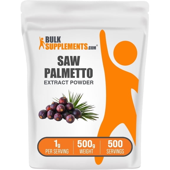 BulkSupplements Saw Palmetto Extract Powder - 1g per Serving - 500 Grams (1.1 lbs) - 500 Servings