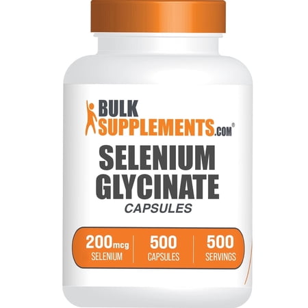 BulkSupplements Selenium Glycinate Capsules - 200mcg of Selenium per Serving (500 Capsules - 500 Servings)