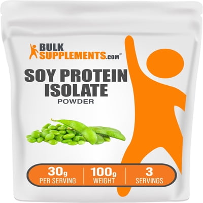 BulkSupplements Soy Protein Isolate Powder - Vegan Protein Powder, Unflavored, 30g per Serving, 100g (3.5 oz)