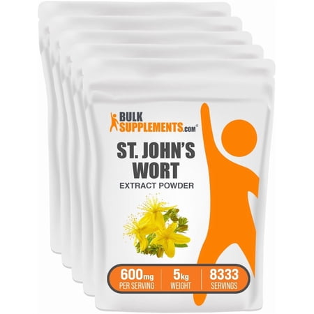 BulkSupplements St. John's Wort Extract Powder - 600 mg per Serving - 5 Kilograms (11 lbs) - 8333 Servings
